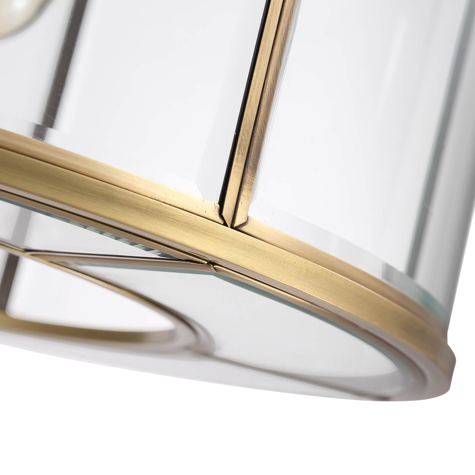Round Glass Transparent Gold Frame Chandelier
