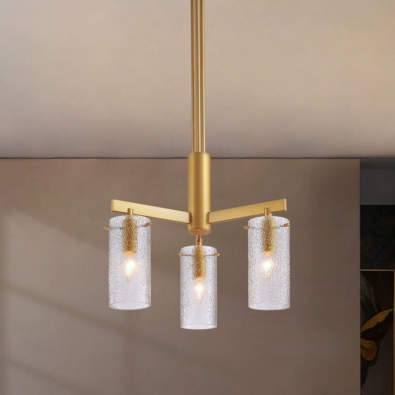 Gold Wave Glass Pendant With 3 Lights