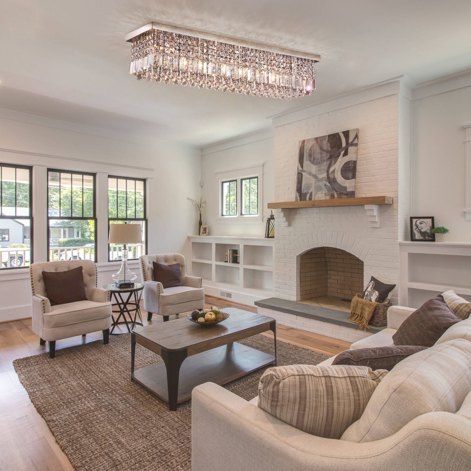 Modern Raindrop Rectangular Crystal Chandelier For House Max 40 W Incandescent