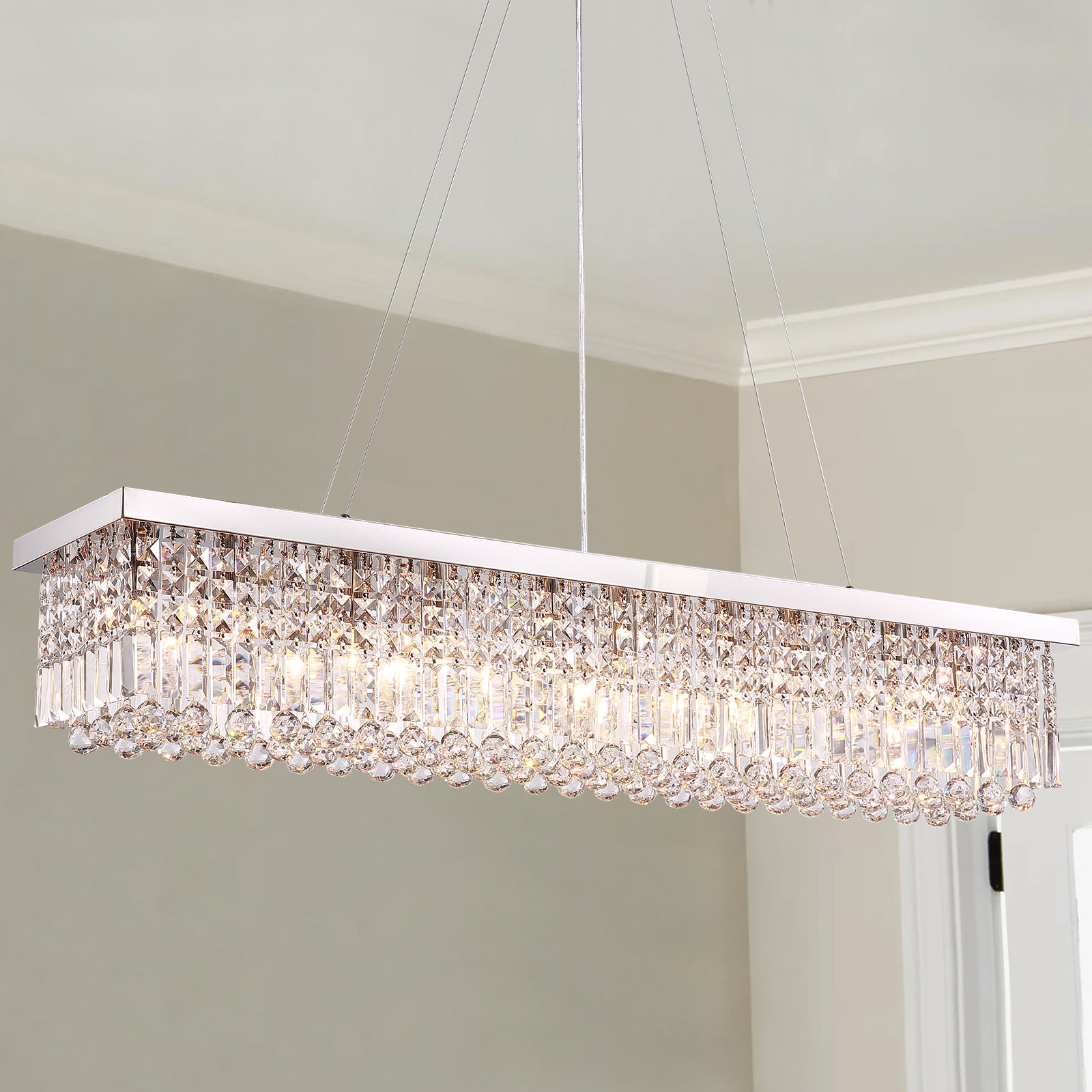 Modern Raindrop Rectangular Crystal Chandelier For House Max 40 W Incandescent