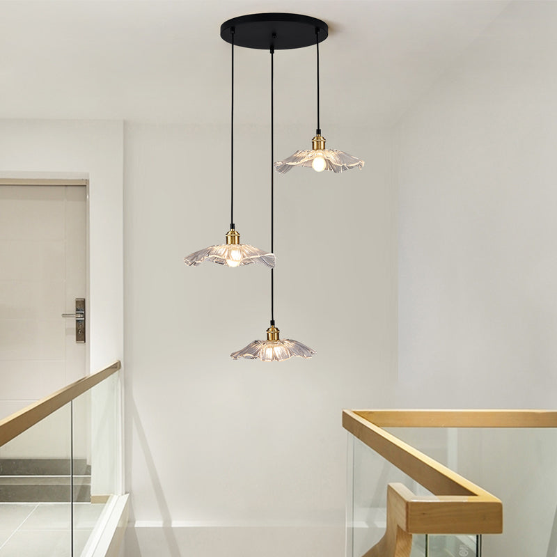 Spiral Chrome Fruit Plate Glass Chandelier