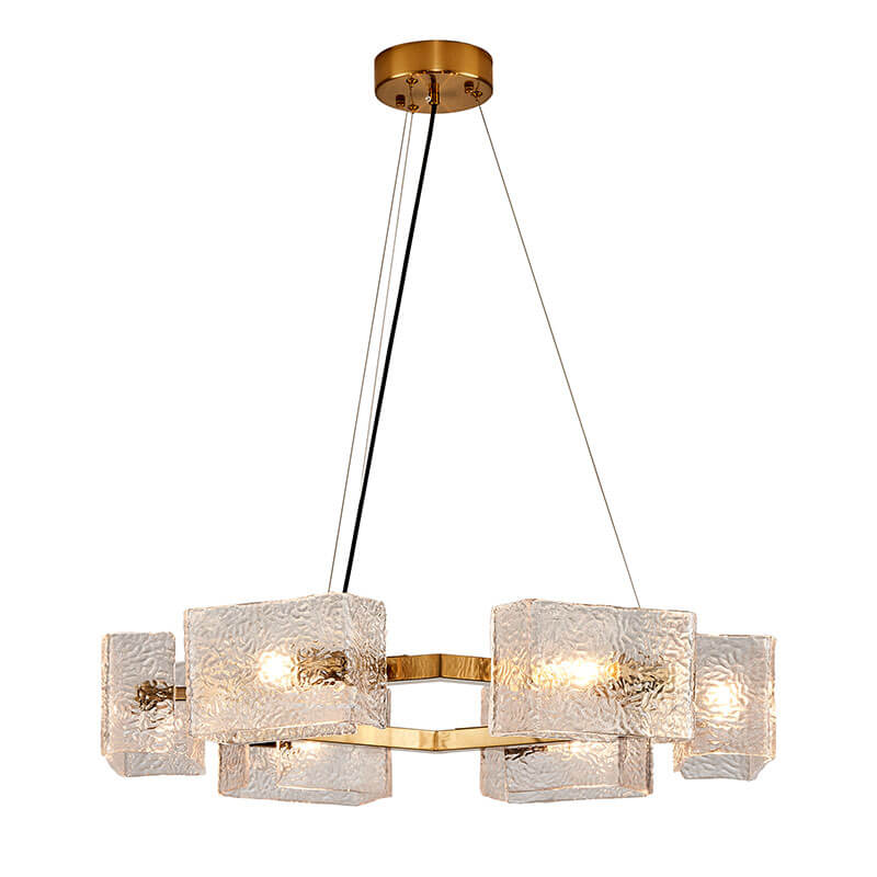 Hexagon Gold Round Chandelier Modern Hollow Crystal Ceiling Light