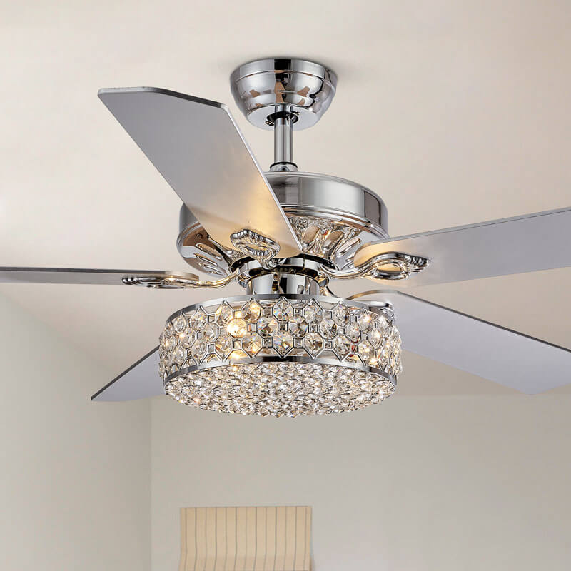 MOOONI-Ceiling-Fan-Light-Chrome-Vintage-Three-layer-Octagonal Beads-Crystal-Fandelier-50“