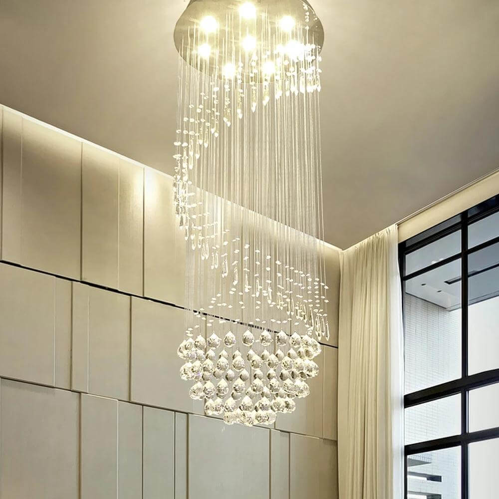 Modern-Chrome-Single-Ball-Spiral-Raindrop-Crystal-Chandeler