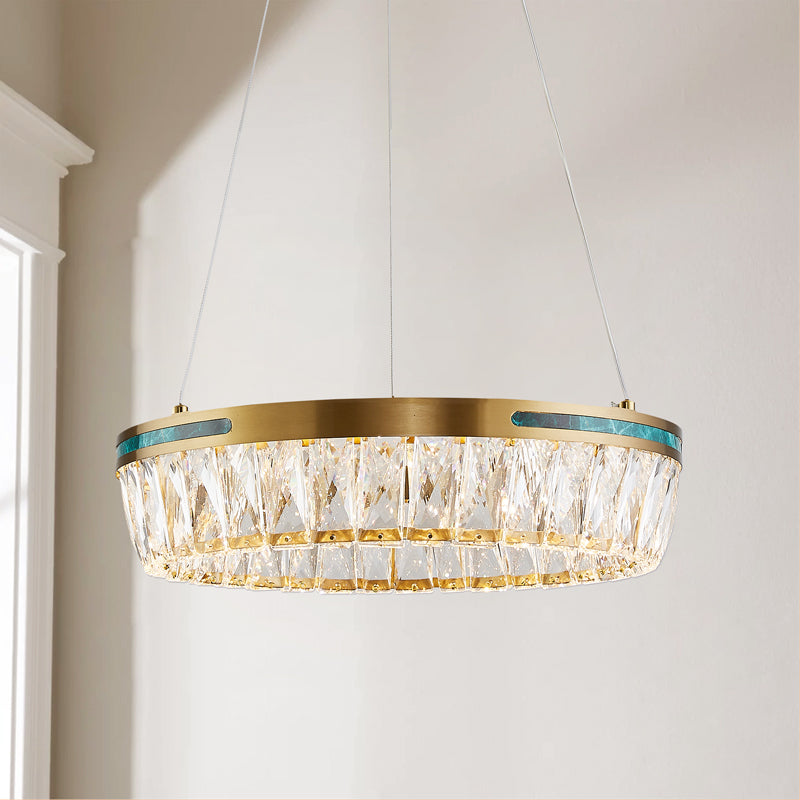 Gold Drum Crystal Chandelier