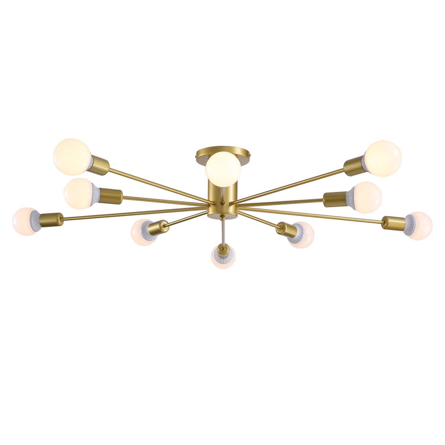 Mid-Century Gold Frame Globe Chandelier 10 Lights