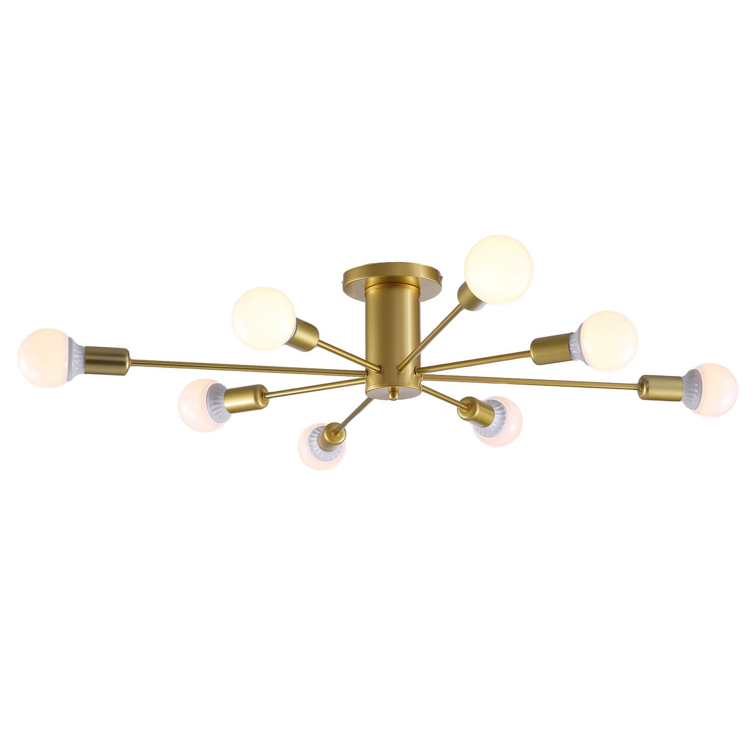 Mid-Century Gold Frame Globe Chandelier 8 Lights