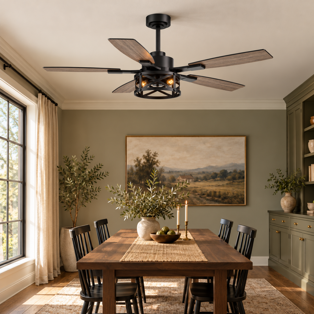 Barnwell 52-In Farmhouse Cage Ceiling Fan