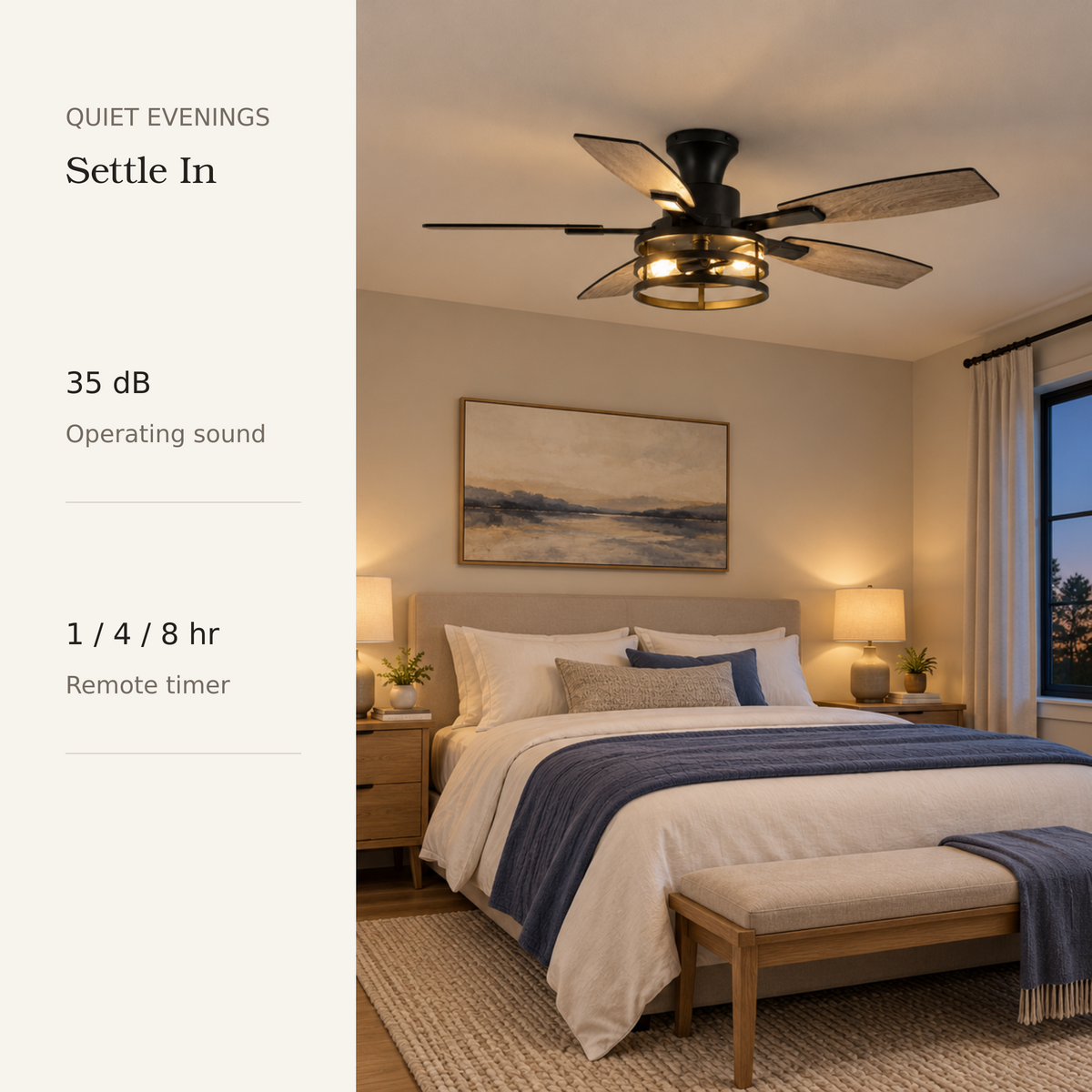 Orokin 52-In Flush Mount Farmhouse Caged Ceiling Fan