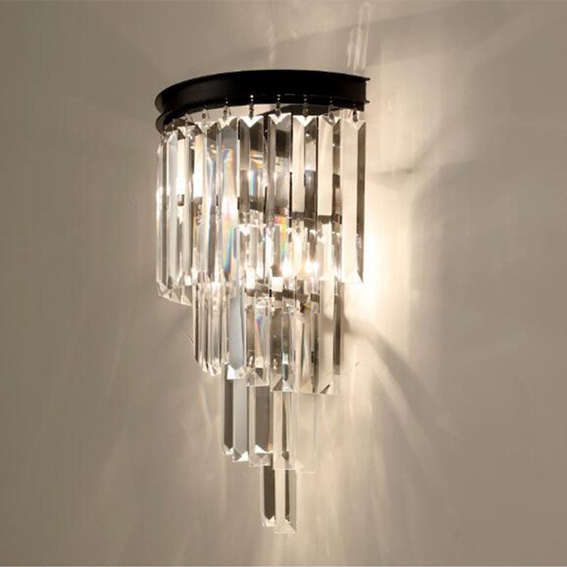 Modern 4-Tiers Crystal Wall Sconce - Black | Siljoy