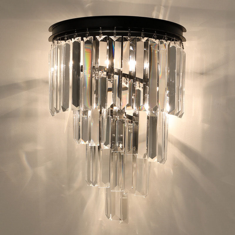 Modern 4-Tiers Crystal Wall Sconce - Black | Siljoy