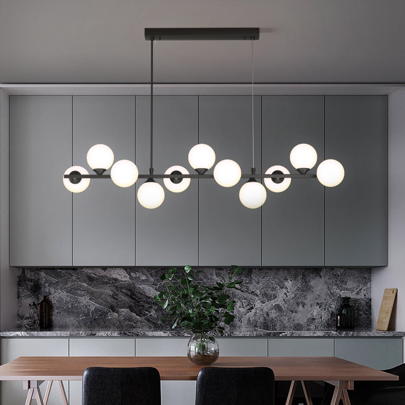 Sedona 11 Lights Elegant Modern Brass Linear Glass Globe Chandelier for Dining Room - W40xH52