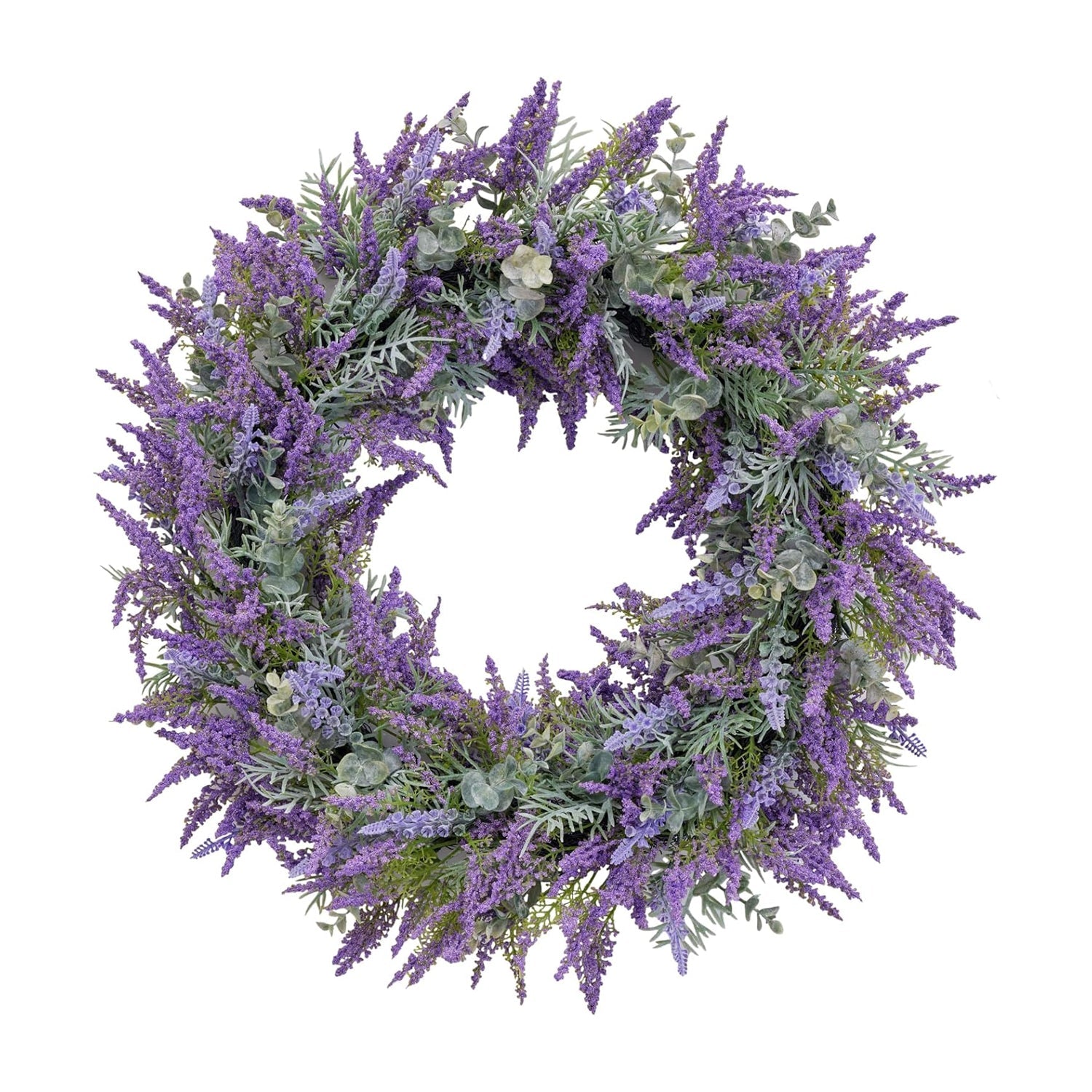 Artificial Purple Lavender Wreath for Front Door – 20" All-Season Floral Door & Wall Décor