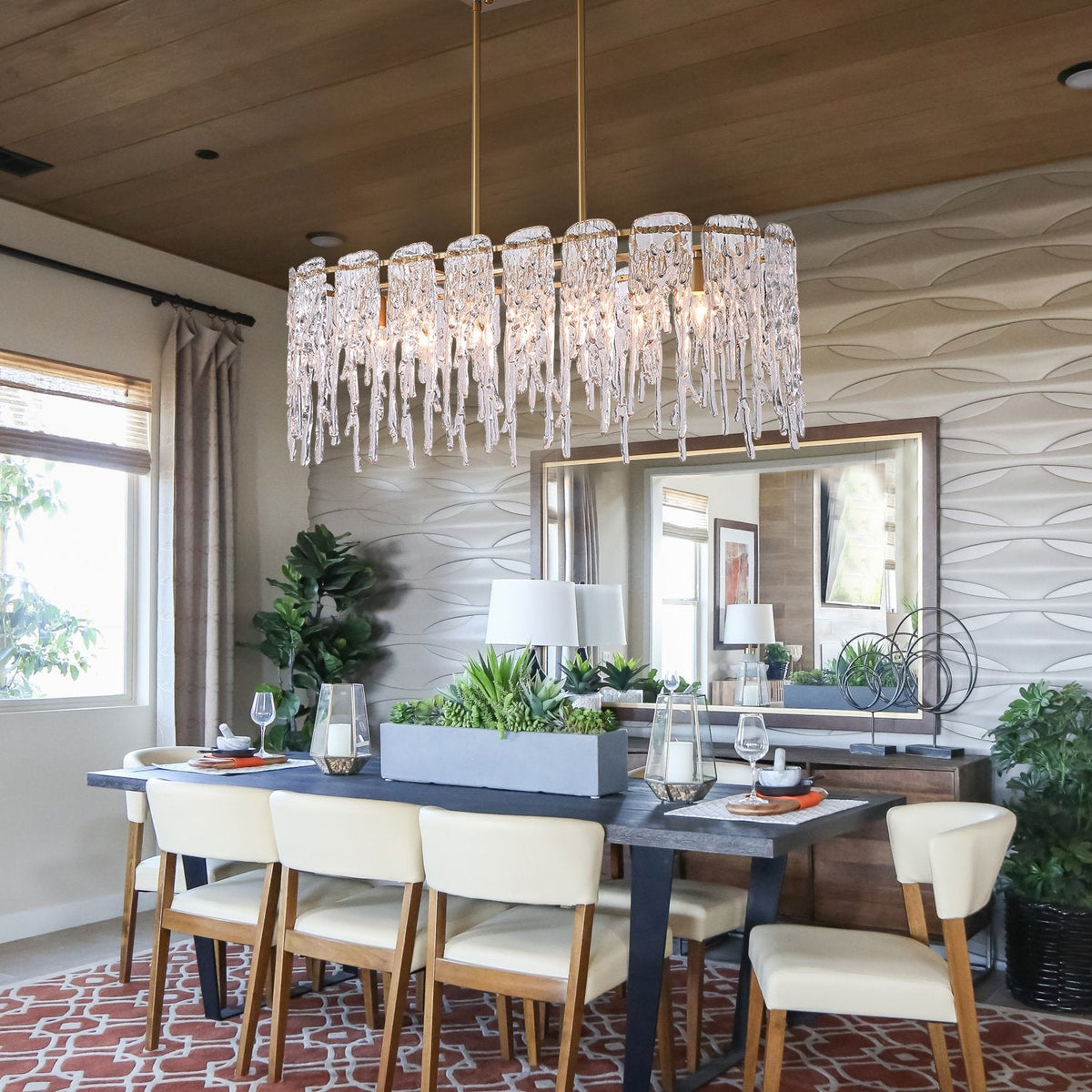 Rectangle Icicle Glass Chandelier | Sofary Lighting