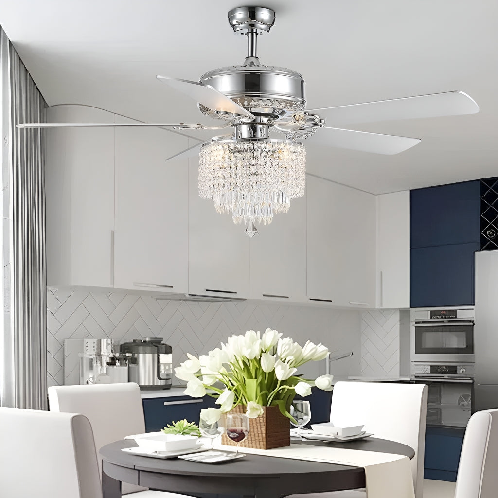 Crystal Girly Ceiling Fan Chandelier with Remote Control for Kichen| Sofary