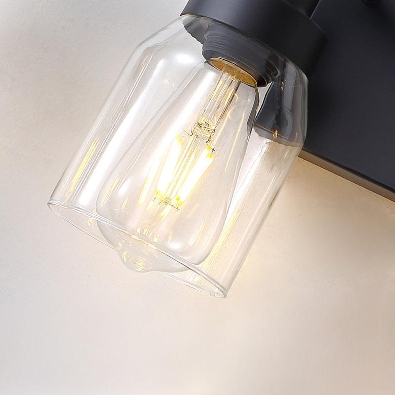 4-Light Black and Gold Glass Vanity Light