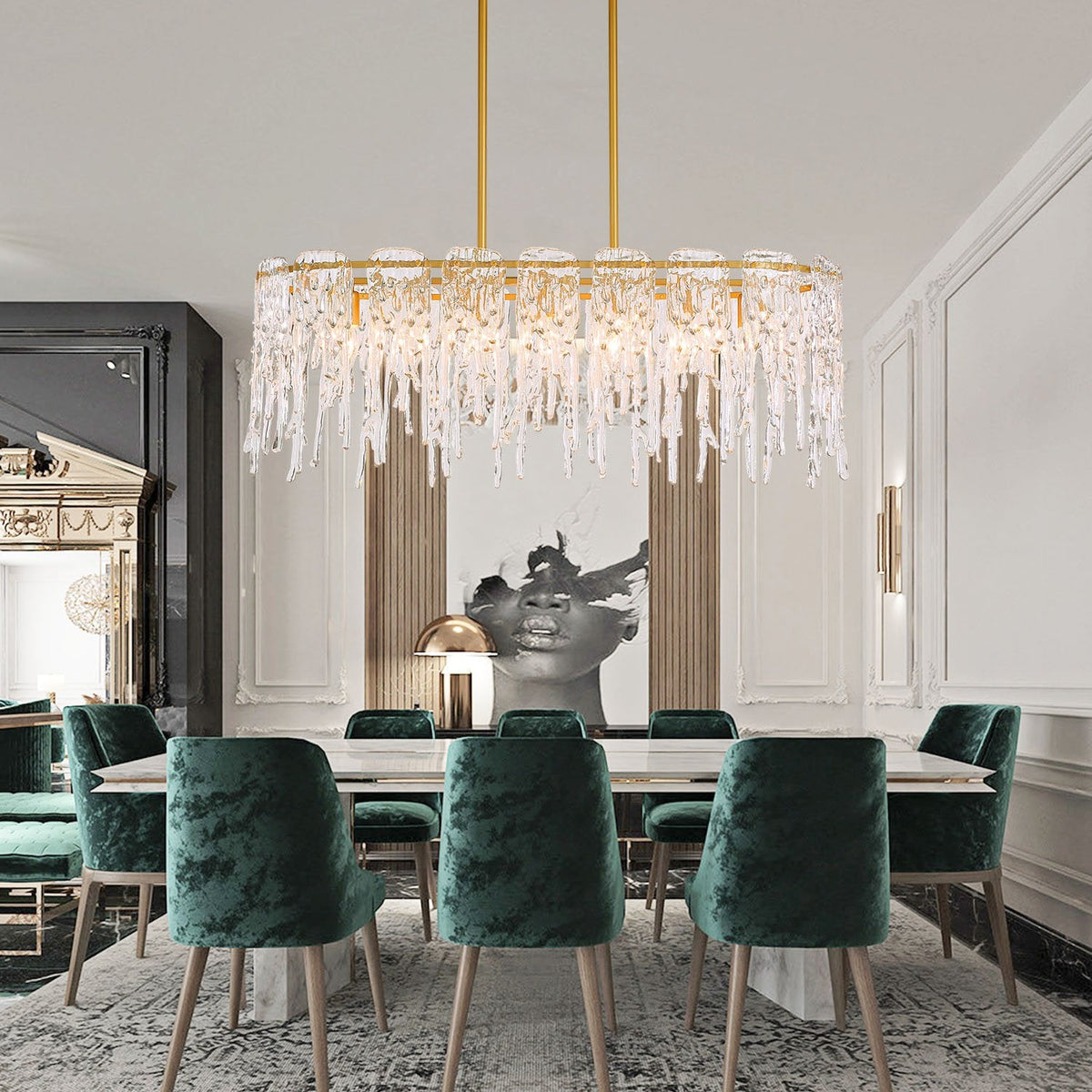 Rectangle Icicle Glass Chandelier | Sofary Lighting