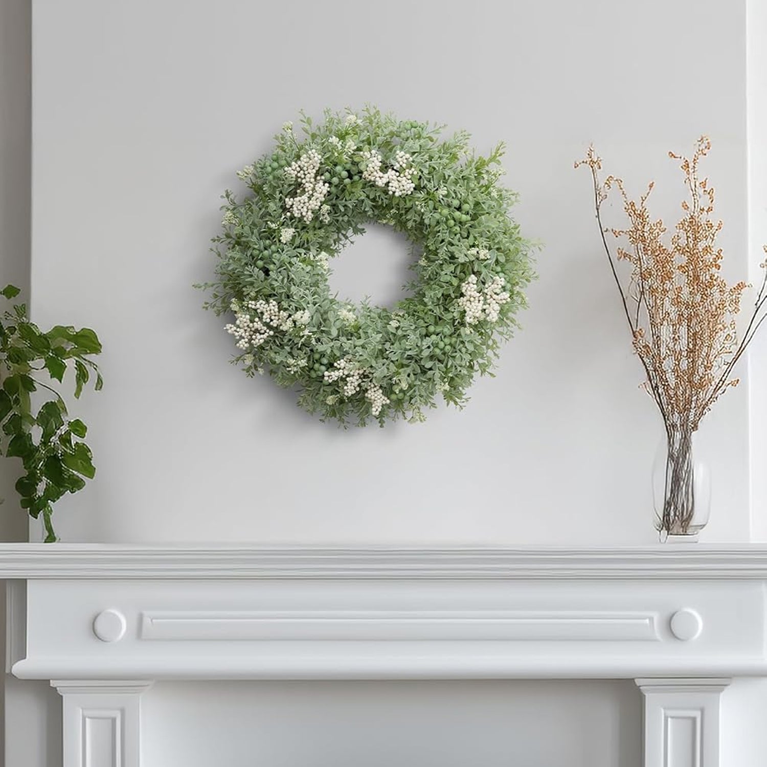 Artificial Greenery Wreath for Front Door – 20" All-Season Floral Door & Wall Décor