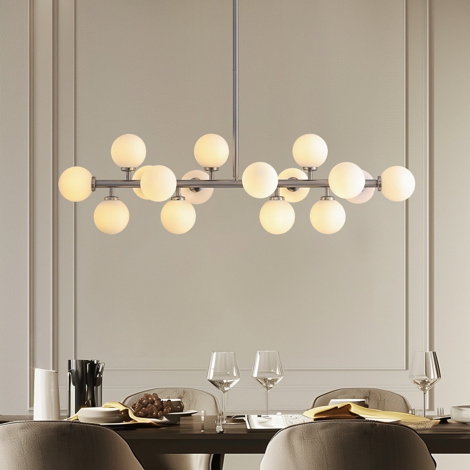 Brushed Nickel Glass Globe Sputnik Chandelier ch360 20250704 Sofary Lighting