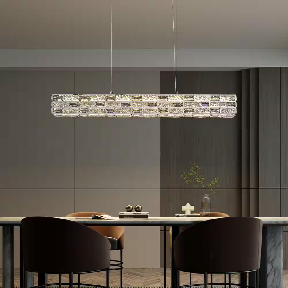 CrystalGlow Modern Linear Chandelier - Siljoy Lighting