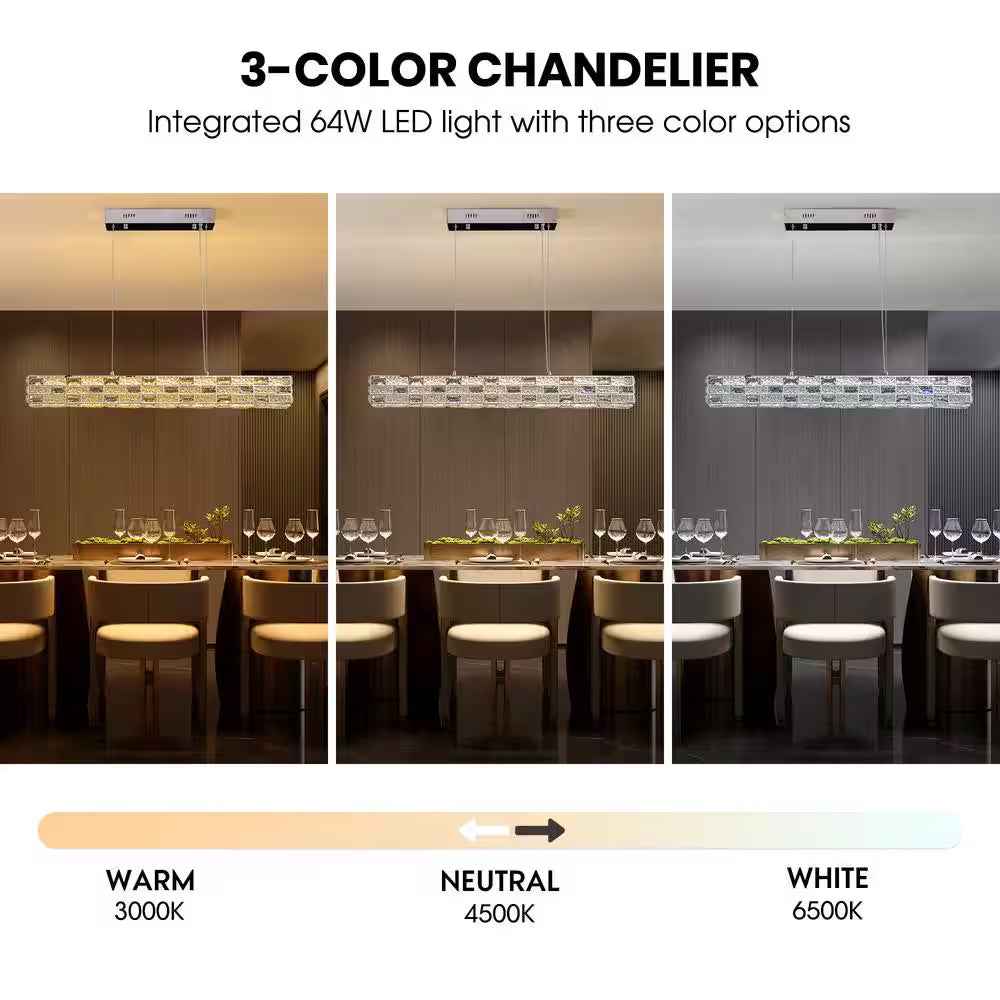 CrystalGlow Modern Linear Chandelier - Siljoy Lighting