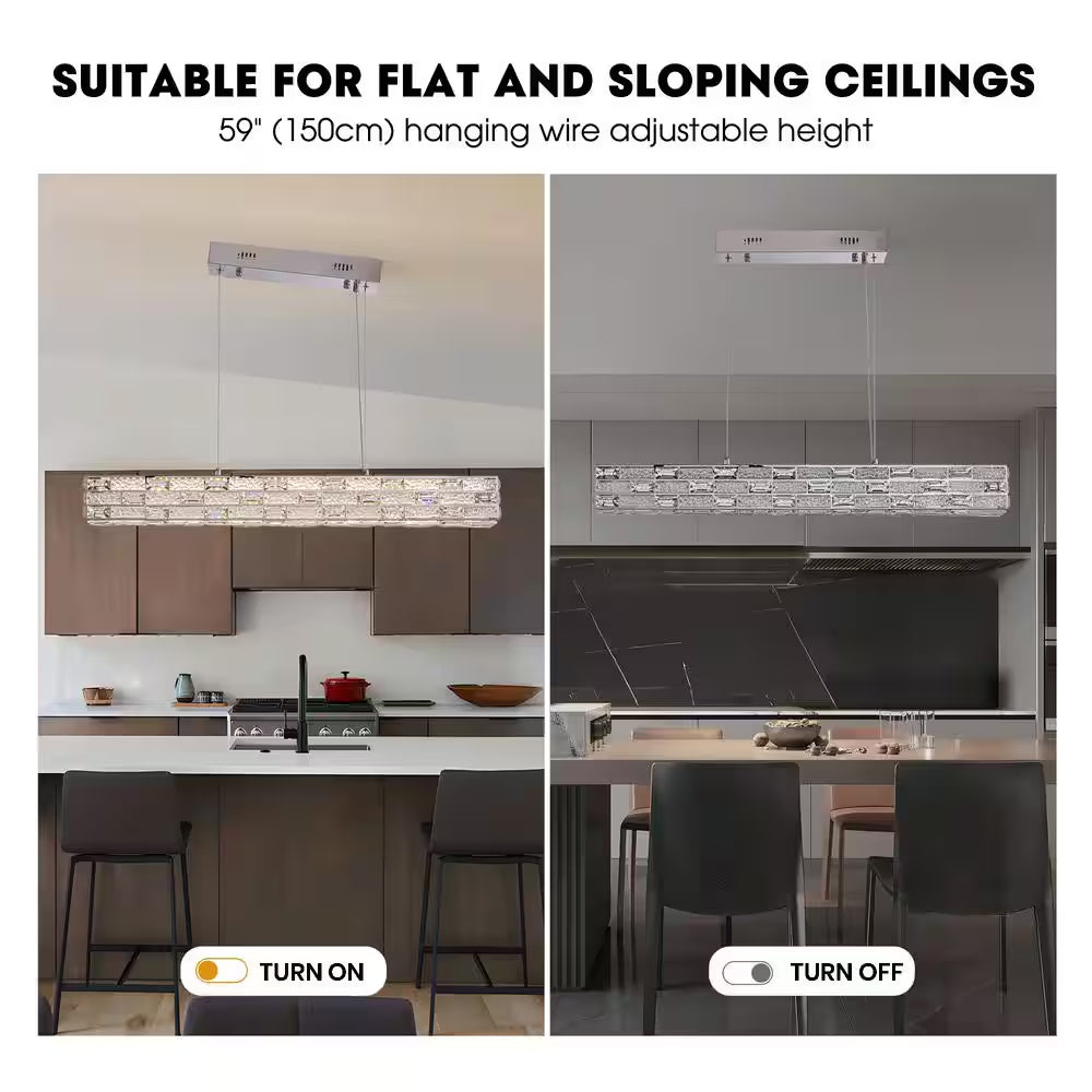 CrystalGlow Modern Linear Chandelier - Siljoy Lighting