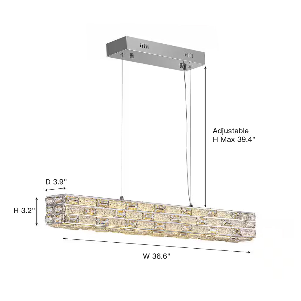 CrystalGlow Modern Linear Chandelier - Siljoy Lighting