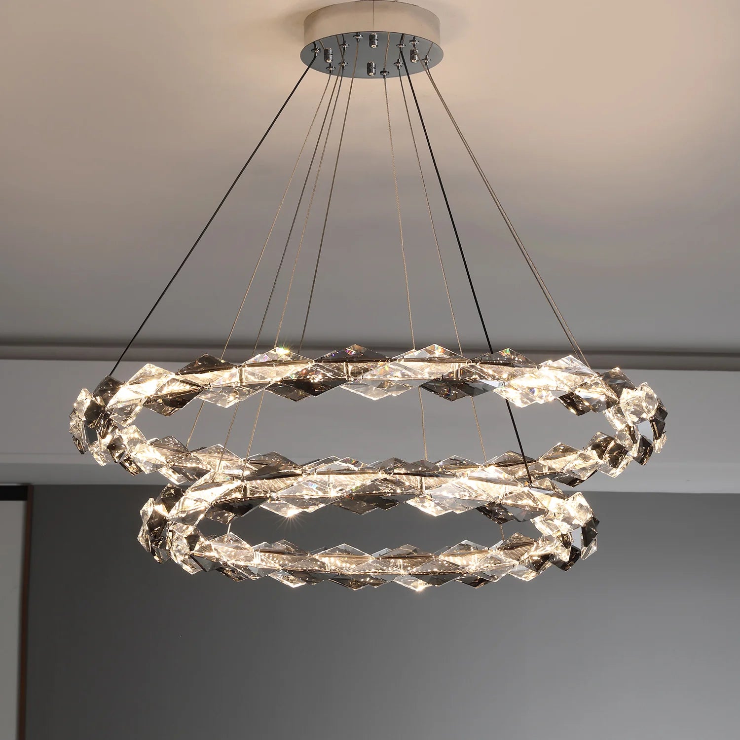 Crystal Ring Chandelier with Faceted Edge Design – Available in Multiple Sizes | Sofary Lighting