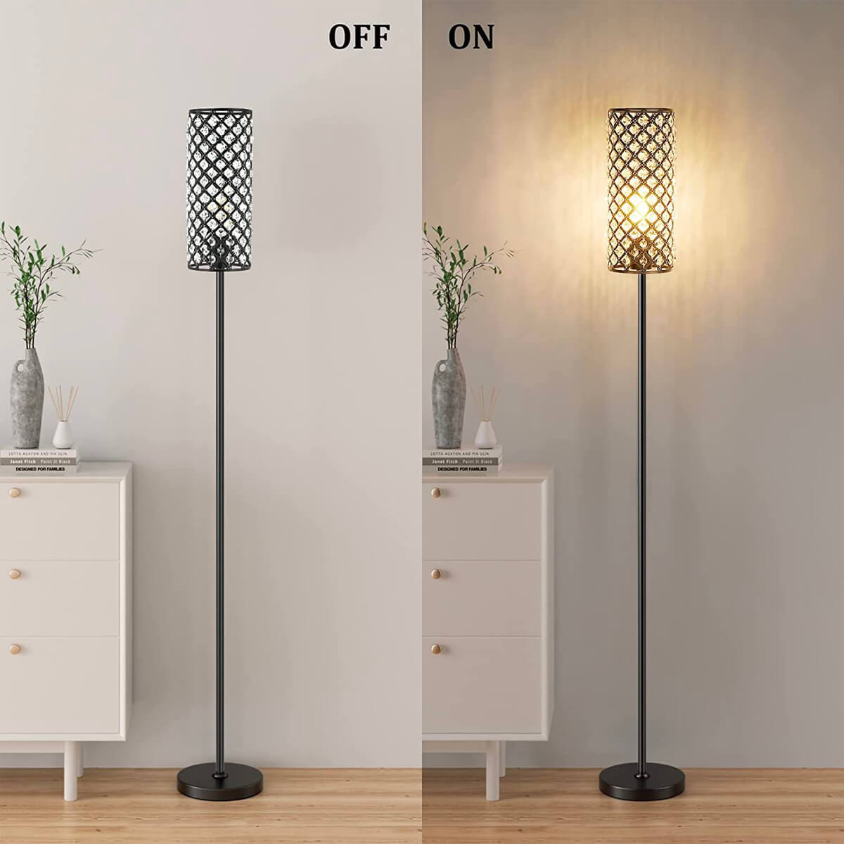 Floor-lamp-iron-modern-crystal-sofa-bedside-lamps-light on | Siljoy