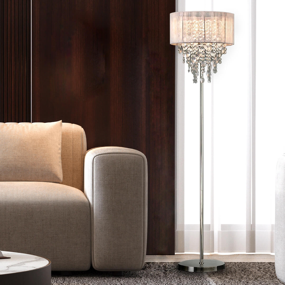 Floor lamp-crystal-light-luxury-Nordic-living-room-sofa-standing-lamp-sofa | Siljoy
