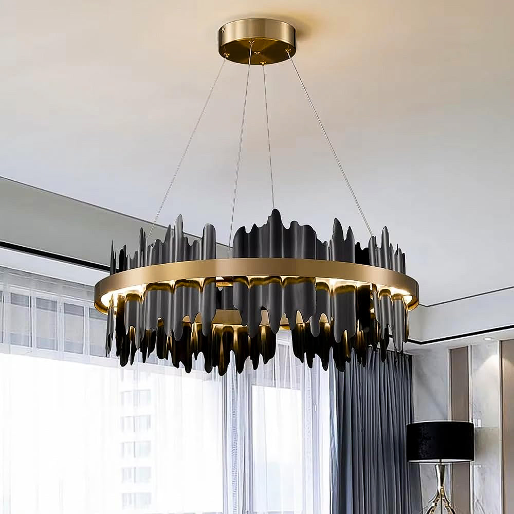 Iceberg-Round-Modern-Gold-Black-Chandelier-Siljoy Lighting