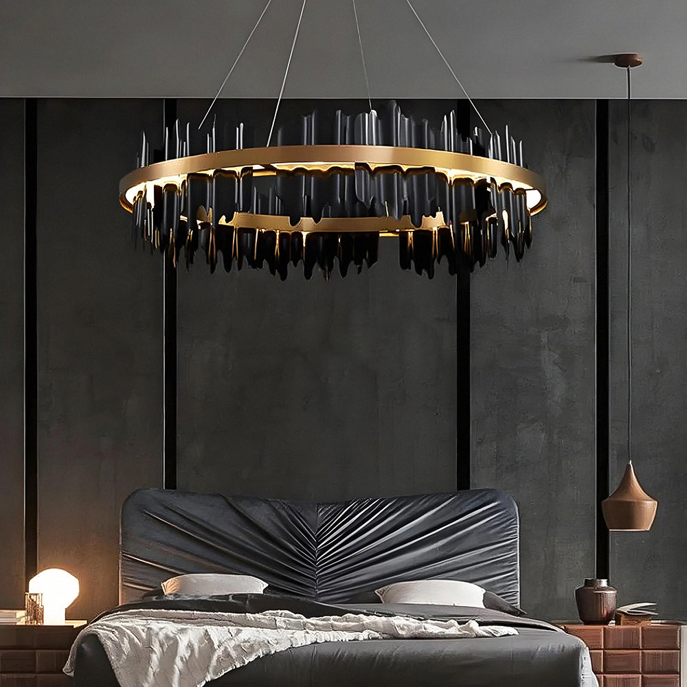 Iceberg-Round-Modern-Gold-Black-Chandelier-Siljoy Lighting