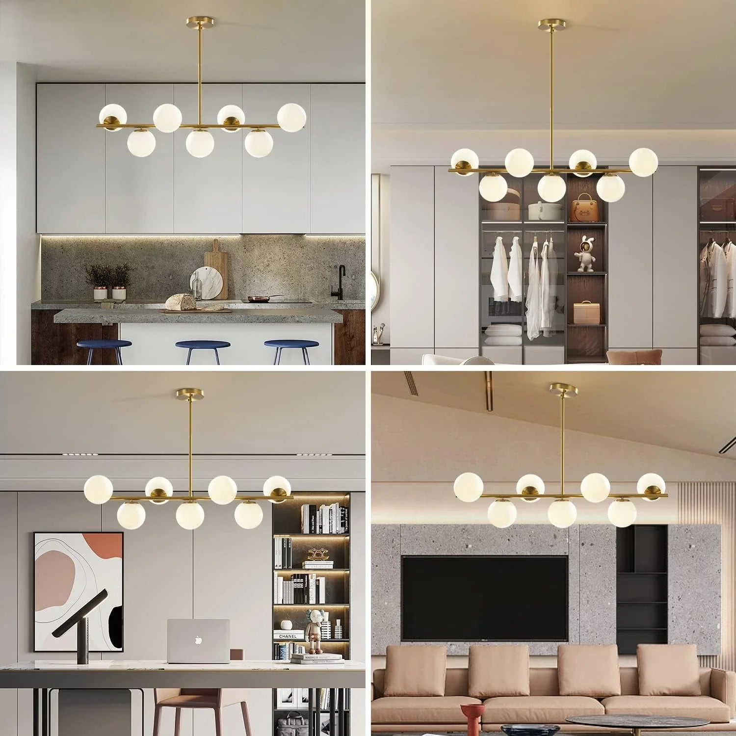 Glass Globe Gold Sputnik Chandelier-Sofary Lighting