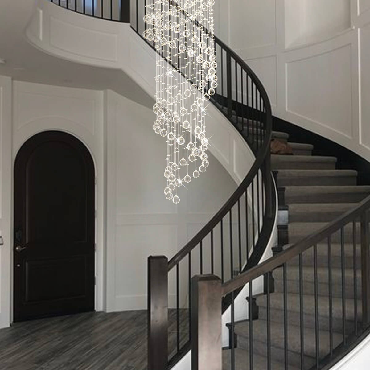 Modern-Spiral-Raindrop-Chandelier-Staircase1 | Siljoy