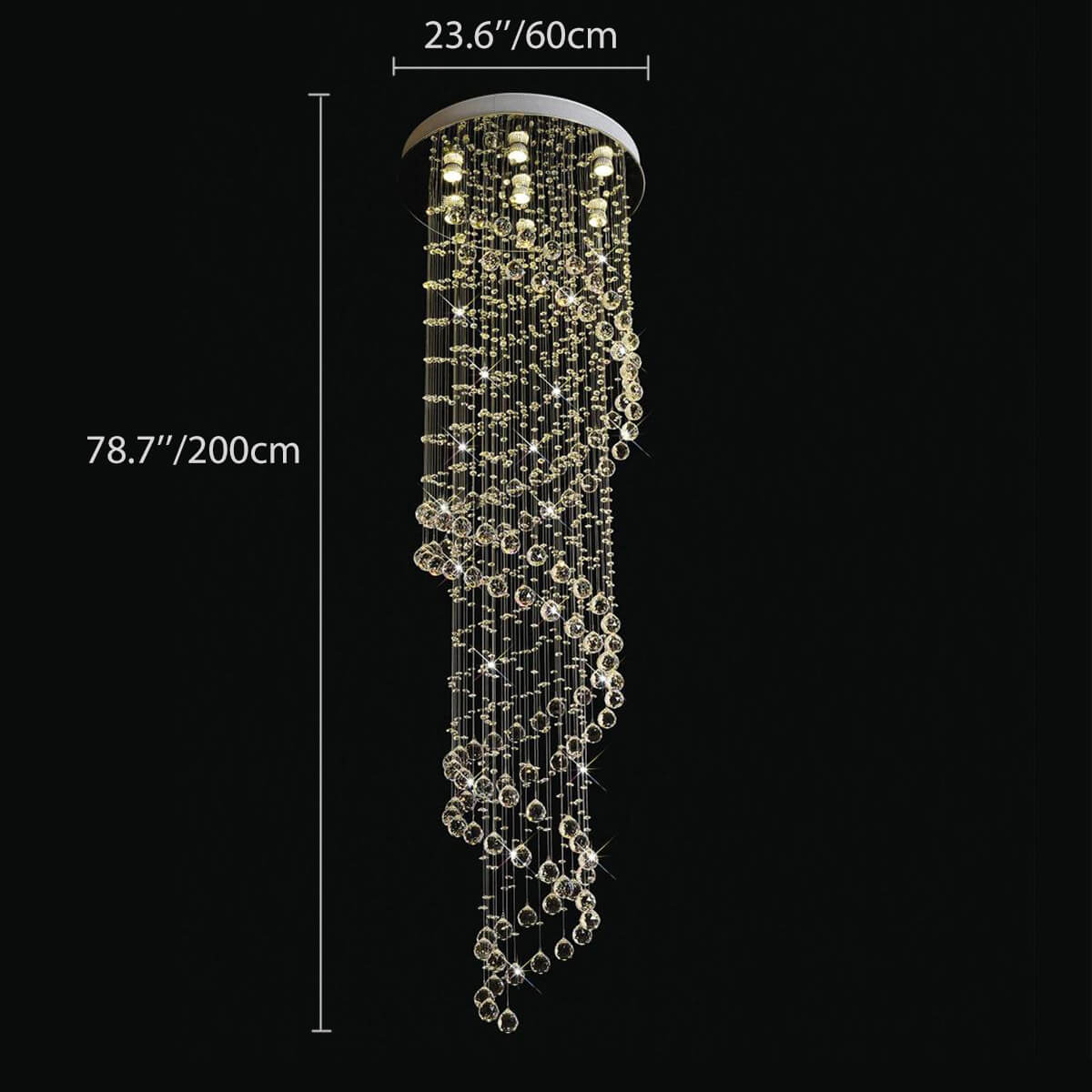 Modern-Spiral-Raindrop-Chandelier-dimensions | Siljoy