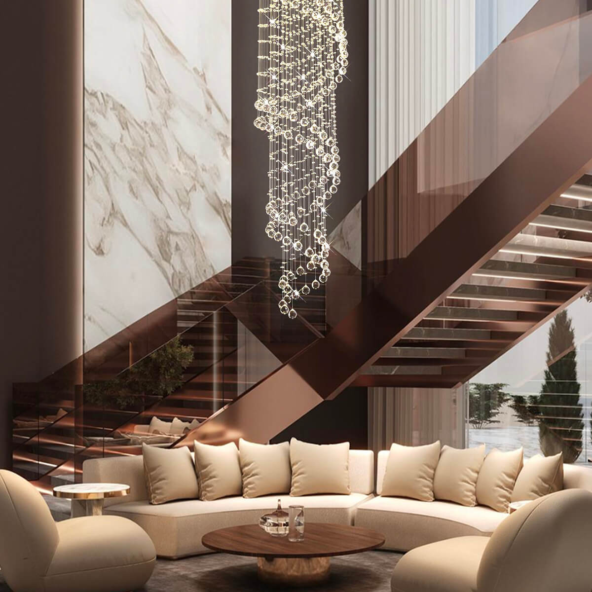Modern-Spiral-Raindrop-Chandelier-living room1 | Siljoy
