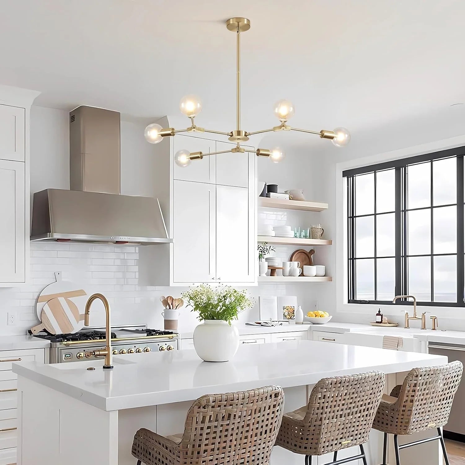Modern Elegant Brushed Brass Globe Chandelier-—Sofary Lighting