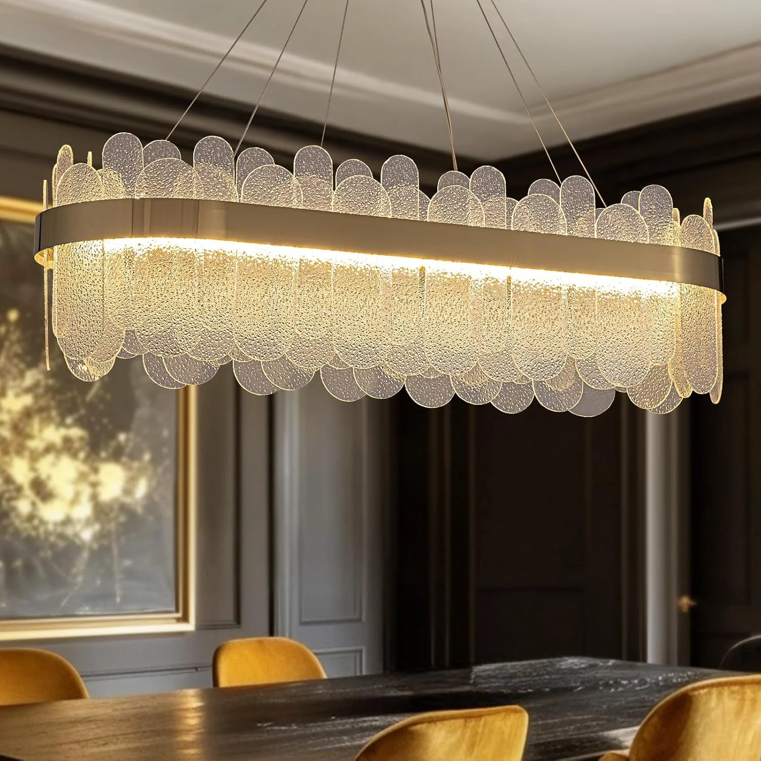 Modern Gold Rectangular Crystal Chandelier - Siljoy Lighting