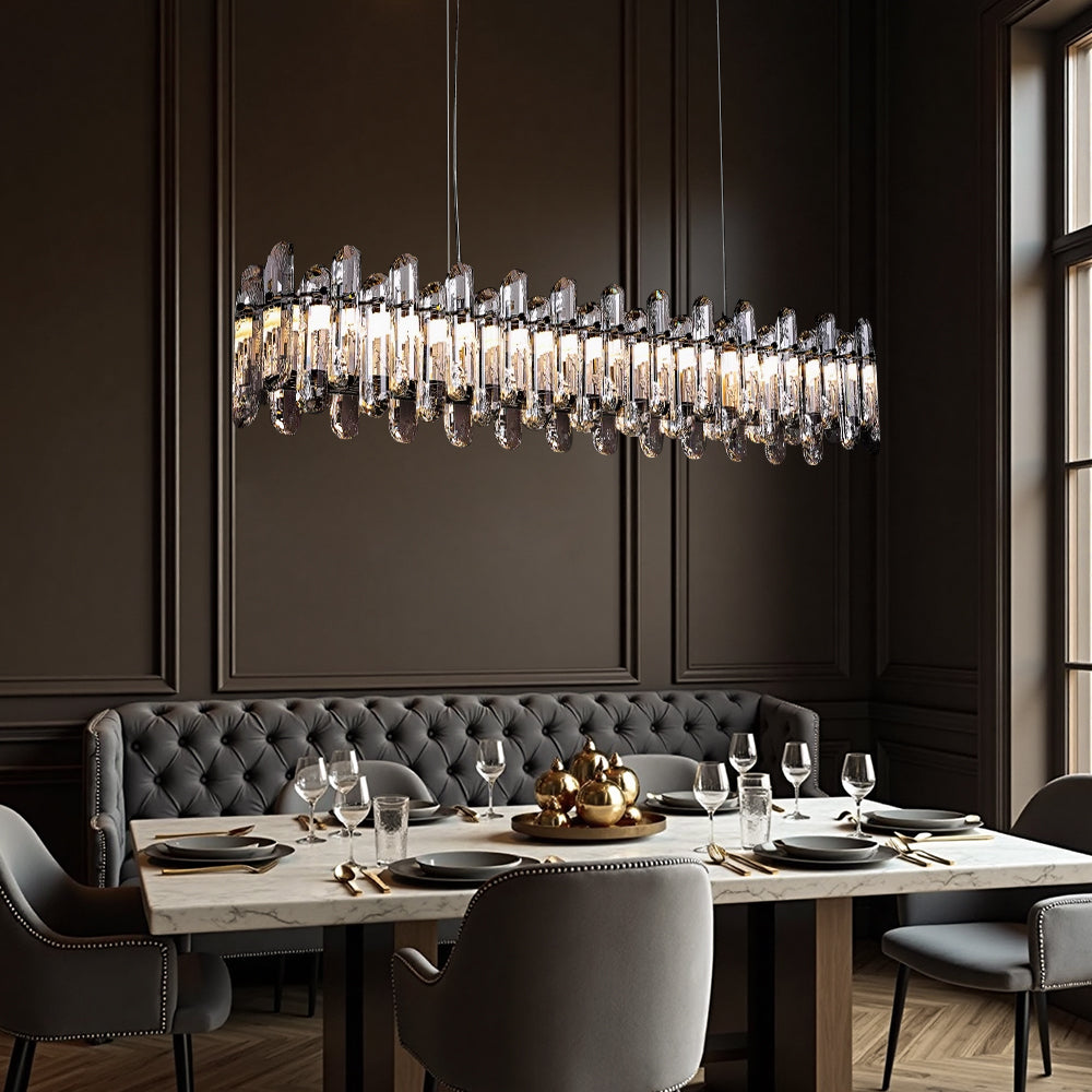 Premium Linear Crystal Chandelier in Chrome - Siljoy Lighting