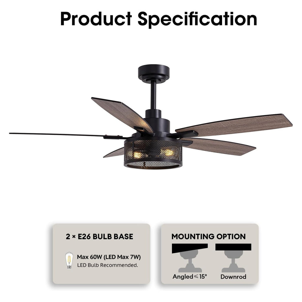 brise-52-farmhouse-rustic-black-cage-ceiling-fan-with-lights-remote-for-bedroom-living-room-blade-forward-and-reverse-effect-texture-2