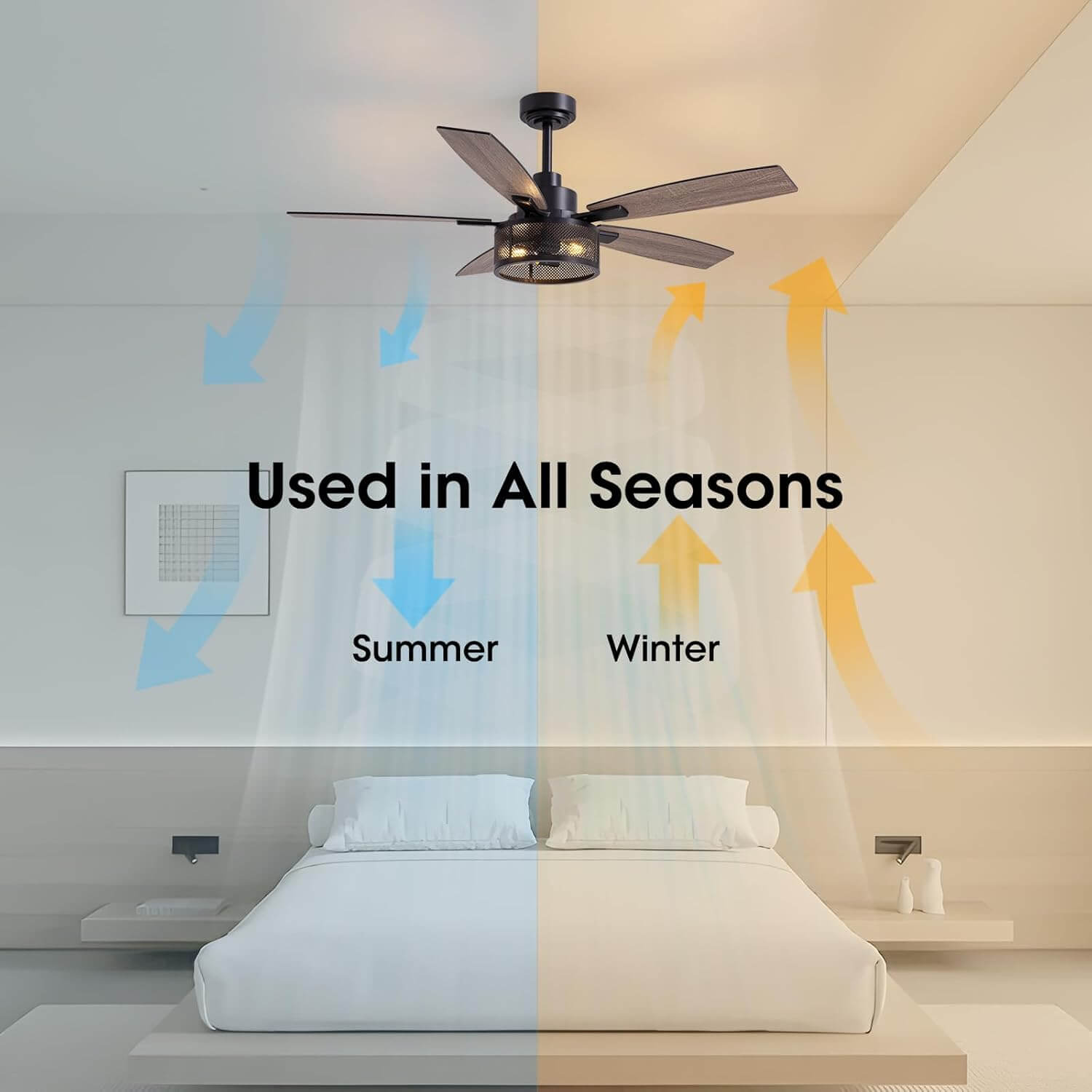 brise-52“-farmhouse-rustic-black-cage-ceiling-fan-with-lights-remote-included-ideal-for-bedroom-living-room-Motor-Forward-and-Reversible-function