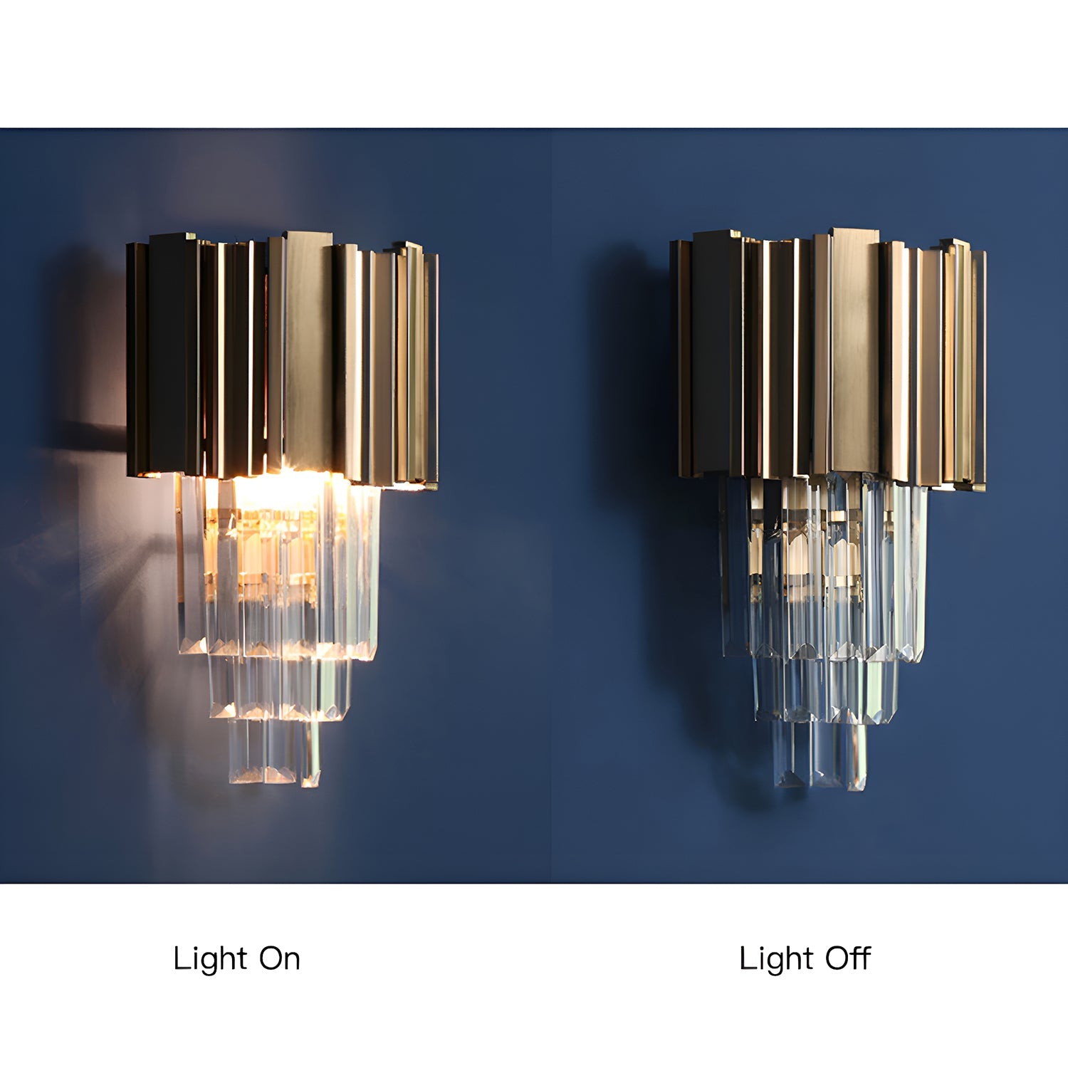 Cross-Border Modern Nordic Luxury Crystal Wall Lamp Simple Bedroom Bedside Decoration Atmospheric Living Room Background Wall Light Fixture-light-on-off |Siljoy