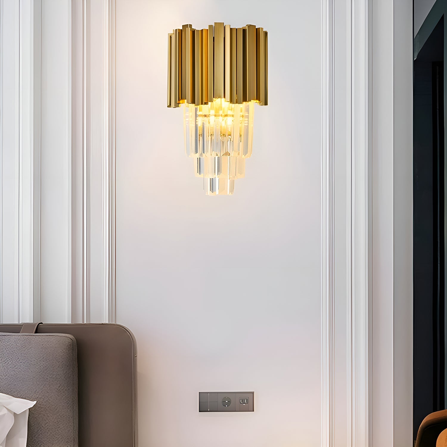 Cross-Border Modern Nordic Luxury Crystal Wall Lamp Simple Bedroom Bedside Decoration Atmospheric Living Room Background Wall Light Fixture-living-room-3 |Siljoy