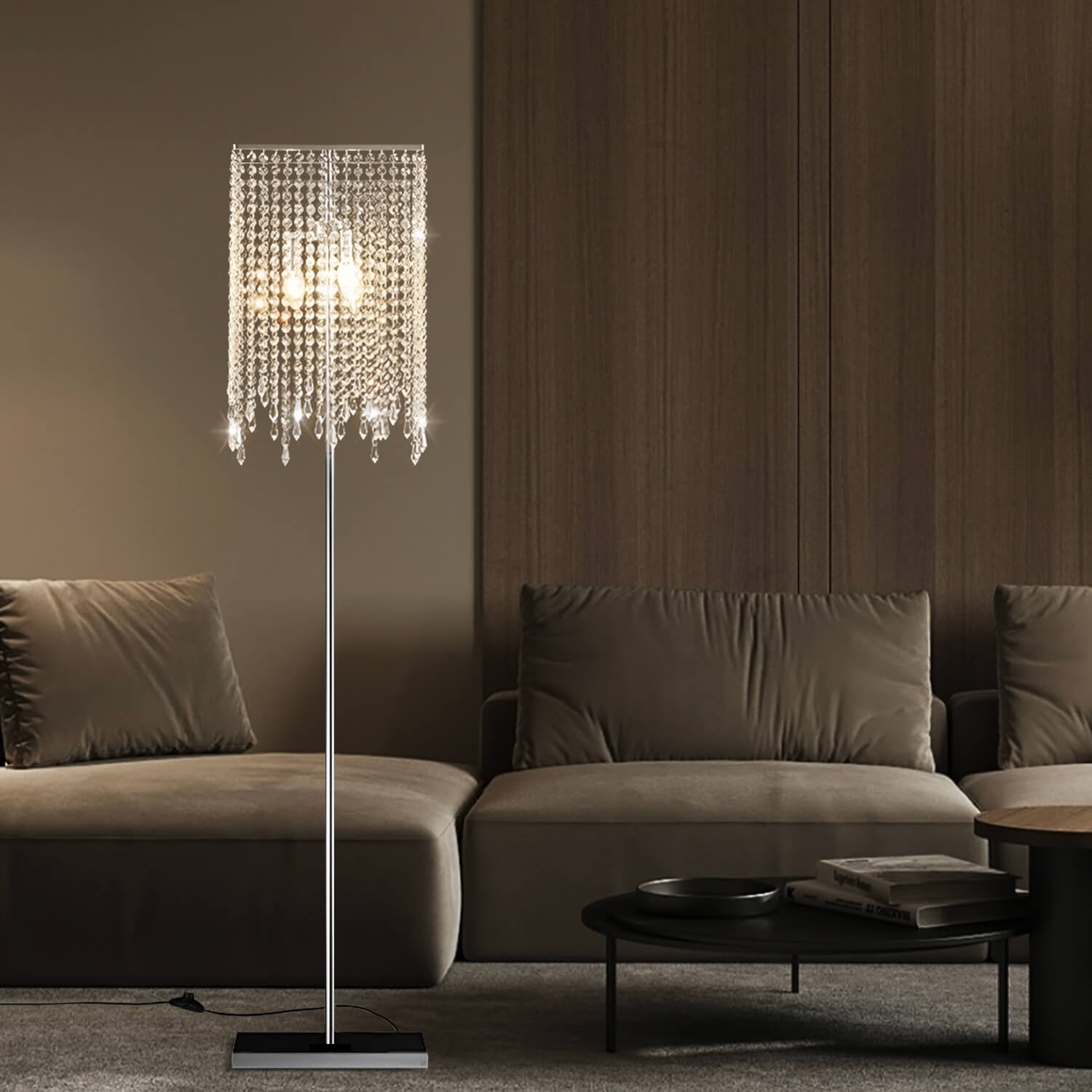 Crystal Floor Lamp for Bedroom Vertical Glass Square Lamp-living-room-2 | Siljoy