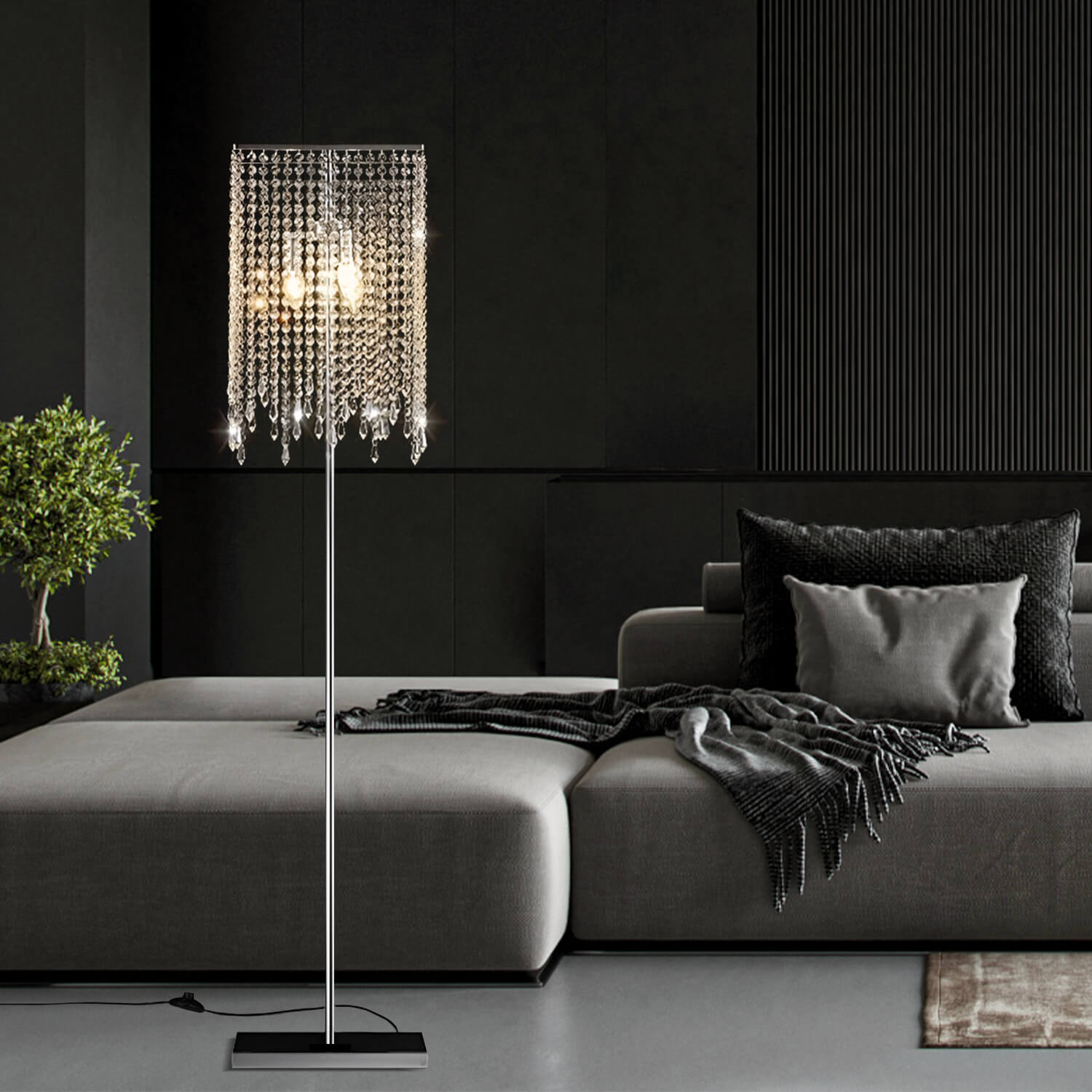 Crystal Floor Lamp for Bedroom Vertical Glass Square Lamp-living-room-3 | Siljoy