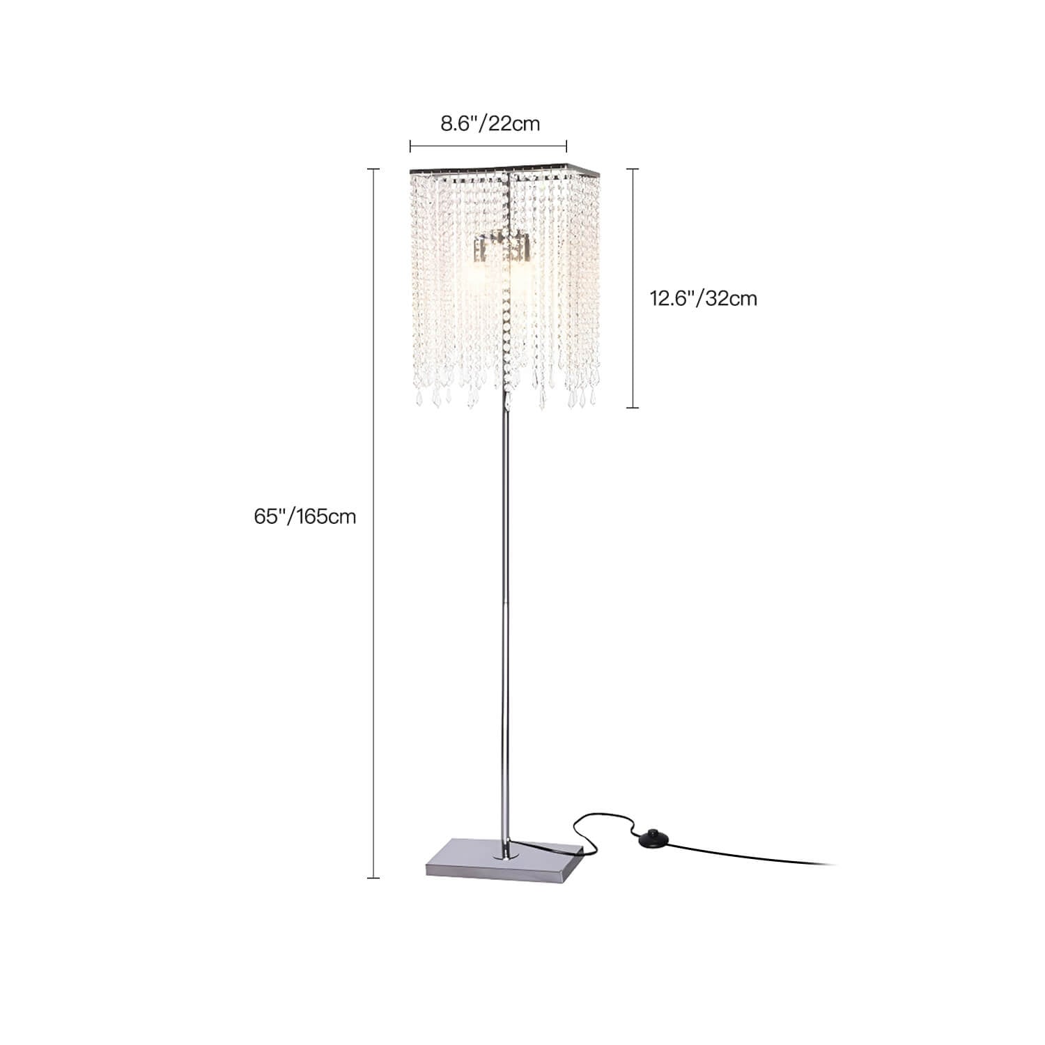 Crystal Floor Lamp for Bedroom Vertical Glass Square Lamp-size | Siljoy
