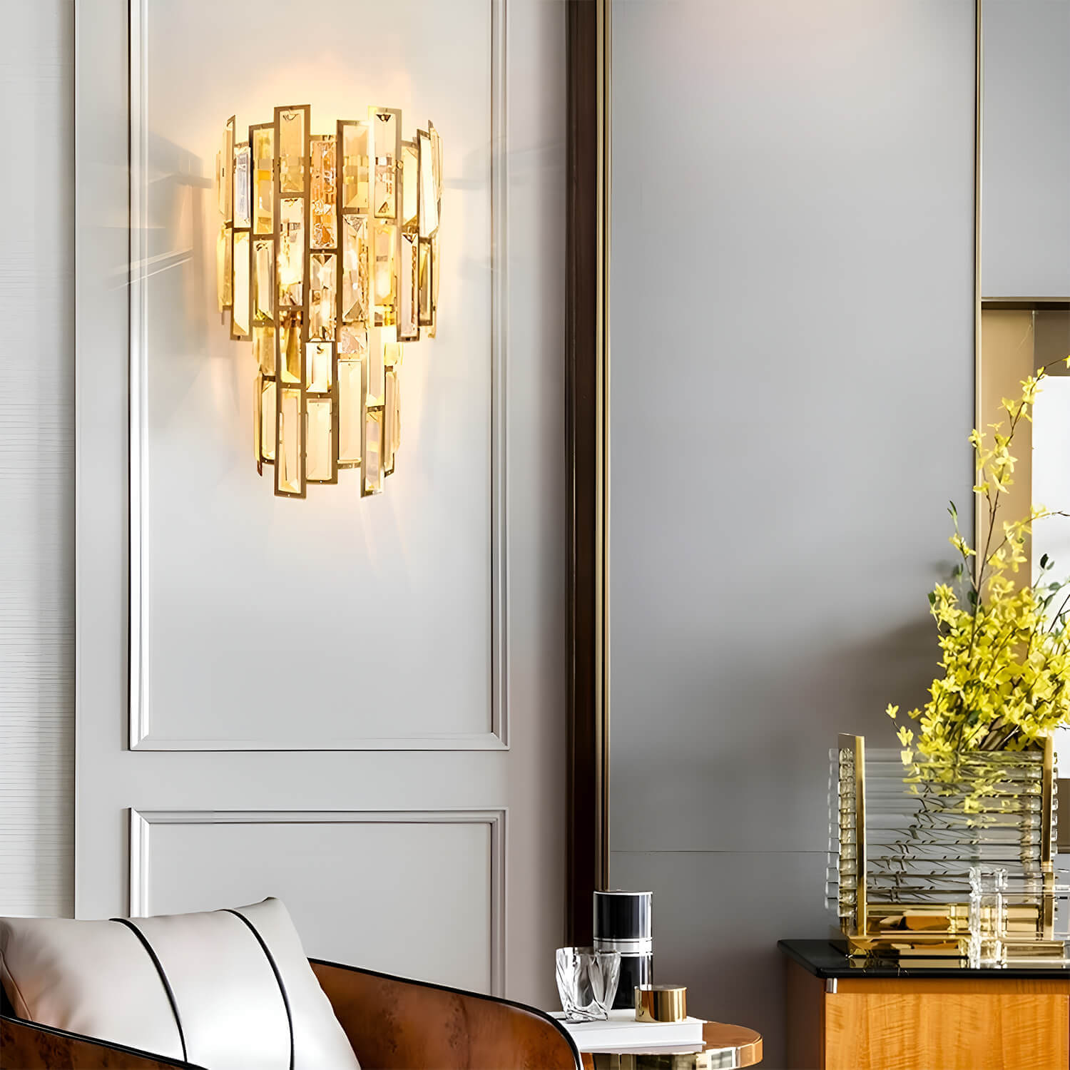 Postmodern Elegant Art Gold Crystal Wall Sconce Lamp for Indoor-livingroom-2 |Siljoy Lighting
