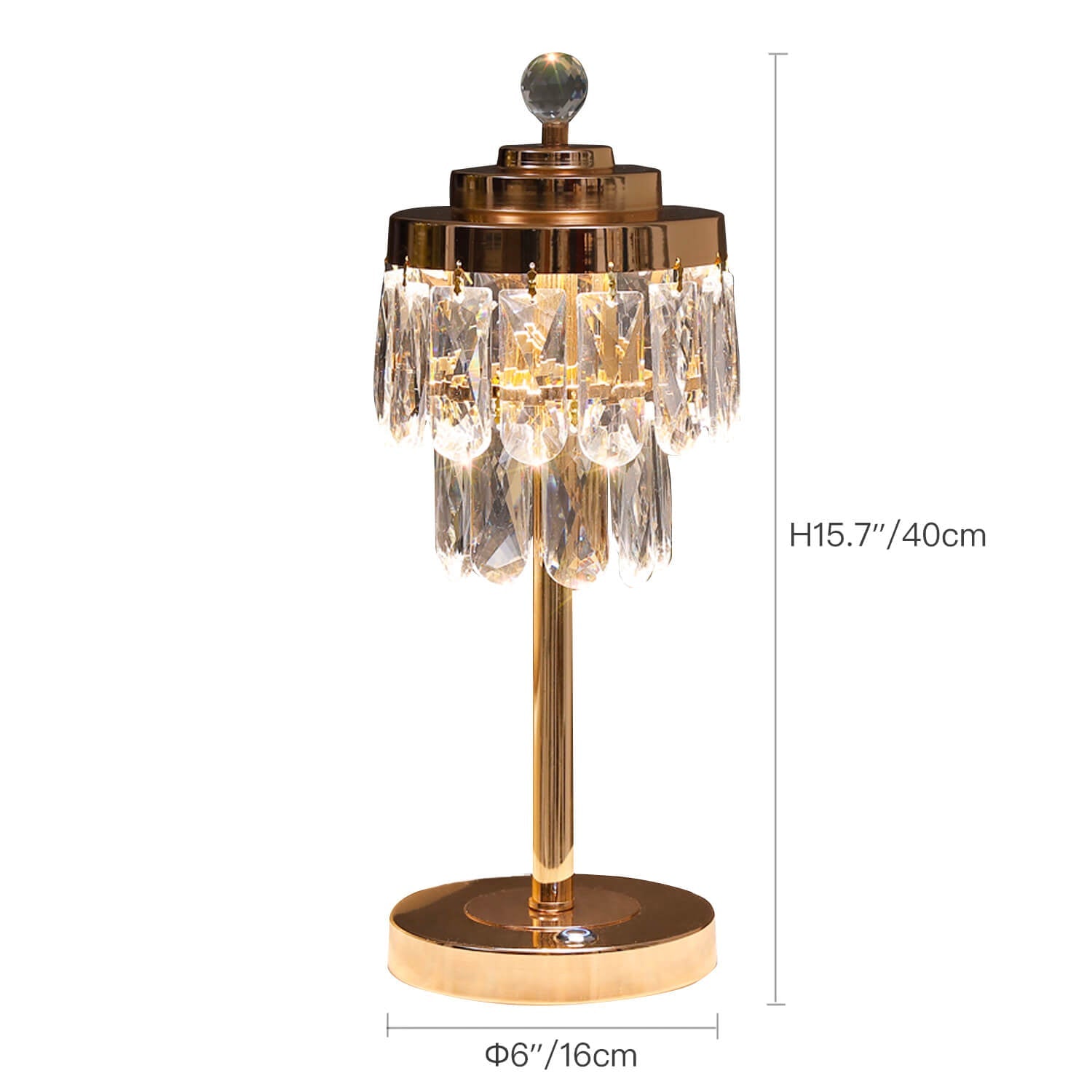 Elegant Gold Table Lamp with Beveled Crystal Shade-size |Siljoy