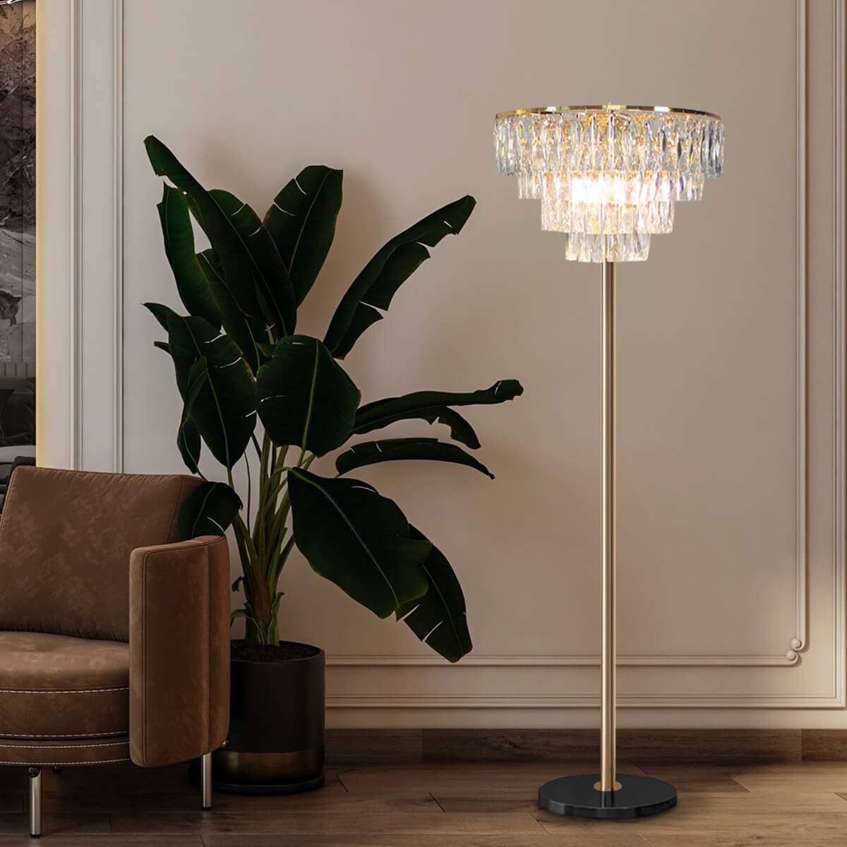 French Luxe Crystal Floor Lamp for Living Room and Bedroom -living-room|Siljoy