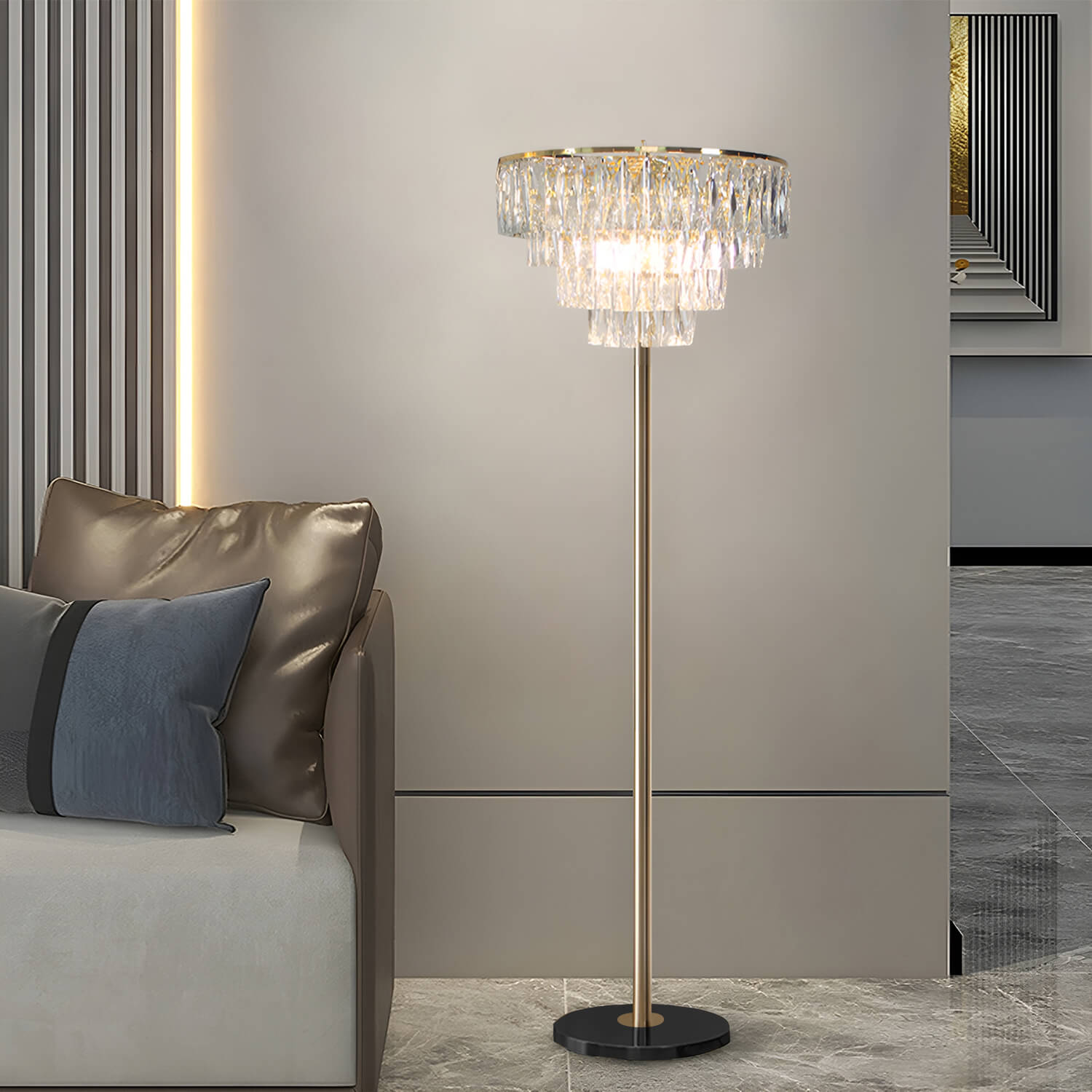 French Luxe Crystal Floor Lamp for Living Room and Bedroom -sofa-side|Siljoy